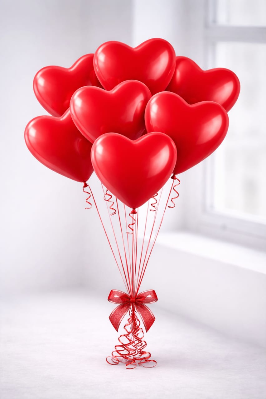 Red Heart Balloon Set – 10 pcs - Onlineflowersdubai.ae