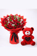Royal Red Roses and Teddy Gift - Onlineflowersdubai.ae