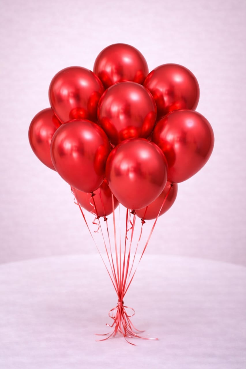 Red Chrome Helium Balloons – Set of 10 - Onlineflowersdubai.ae